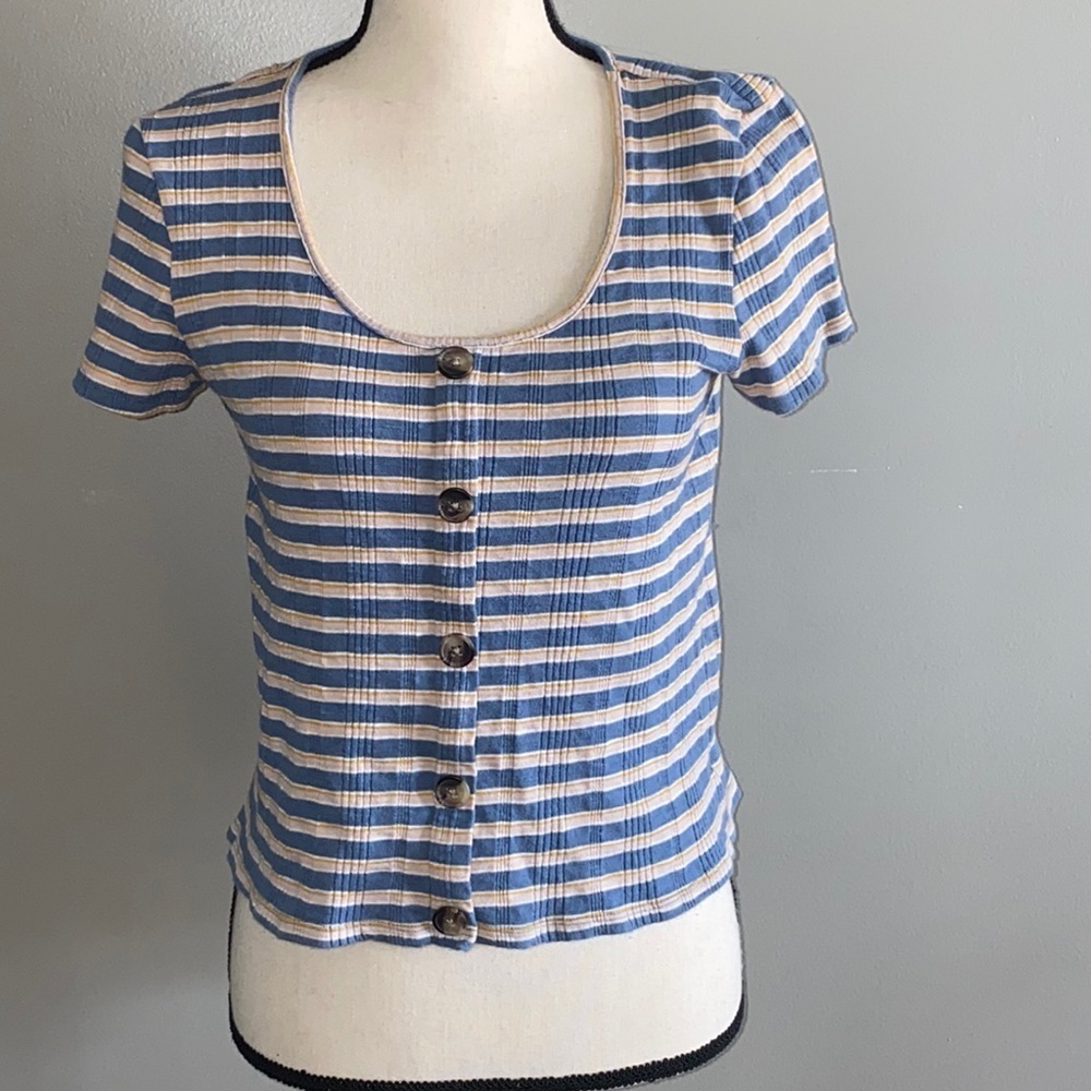 American Eagle Striped Button Blouse